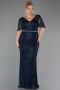 Robe Grande Taille Longue Perlé Bleu Marine ABU6583