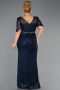 Robe Grande Taille Longue Perlé Bleu Marine ABU6583