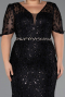 Robe Grande Taille Longue Perlé Noir ABU6583