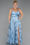 Robe De Graduation Grande Taille Longue Bleu clair ABU6558