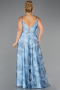 Robe De Graduation Grande Taille Longue Bleu clair ABU6558
