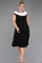 Robe De Invitation Grande Taille Midi Mousseline Noir-Blanc ABK2692