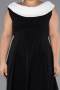 Robe De Invitation Grande Taille Midi Mousseline Noir-Blanc ABK2692