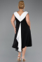 Robe De Invitation Grande Taille Midi Mousseline Noir-Blanc ABK2692