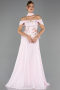 Robe de Soirée Longue Mousseline Poudre ABU6588