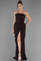 Robe de Soirée Longue Mousseline Brun ABU6589