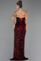 Robe de Soirée Longue Squameuse Rouge Bordeaux ABU6218