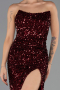 Robe de Soirée Longue Squameuse Rouge Bordeaux ABU6218