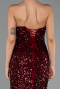 Robe de Soirée Longue Squameuse Rouge Bordeaux ABU6218