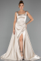 Robe de Soirée Longue Satin Beige ABU6572