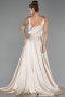 Robe de Soirée Longue Satin Beige ABU6572