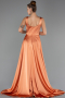 Robe de Soirée Longue Satin Orange ABU6572