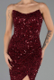 Robe de Soirée Longue Squameuse Rouge Bordeaux ABU6503