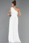 Robe de Soirée Longue Mousseline Blanc ABU6593
