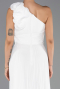 Robe de Soirée Longue Mousseline Blanc ABU6593
