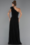 Robe de Soirée Longue Mousseline Noir ABU6593