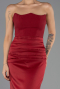 Robe de Soirée Longue Satin Rouge Bordeaux ABU6624