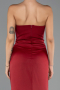 Robe de Soirée Longue Satin Rouge Bordeaux ABU6624