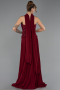 Robe de Soirée Longue Mousseline Rouge Bordeaux ABU6436