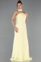 Robe de Soirée Longue Mousseline Jaune ABU6436