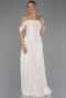 Robe de Soirée Longue Mousseline Beige ABU6602