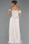 Robe de Soirée Longue Mousseline Beige ABU6602