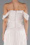 Robe de Soirée Longue Mousseline Beige ABU6602