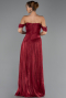 Robe de Soirée Longue Mousseline Rouge Bordeaux ABU6602