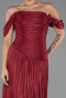 Robe de Soirée Longue Mousseline Rouge Bordeaux ABU6602