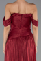 Robe de Soirée Longue Mousseline Rouge Bordeaux ABU6602