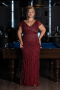 Robe de Soirée Grande Taille Longue Pierreux Rouge Bordeaux ABU5439
