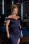 Robe De Soirée Grande Taille Longue Satin Bleu Marine ABU6577