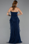Robe Queue de Poisson Longue Dantelle Bleu Marine ABU6621