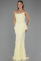 Robe Queue de Poisson Longue Dantelle Jaune ABU6621