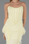 Robe Queue de Poisson Longue Dantelle Jaune ABU6621