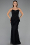 Robe Queue de Poisson Longue Dantelle Noir ABU6621