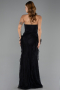 Robe Queue de Poisson Longue Dantelle Noir ABU6621