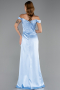 Robe de Soirée Longue Satin Bleu clair ABU6574