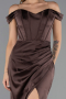 Robe de Soirée Longue Satin Brun ABU6574