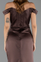 Robe de Soirée Longue Satin Brun ABU6574
