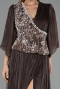 Robe De Soirée Grande Taille Longue Mousseline Brun ABU6619