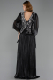 Robe De Soirée Grande Taille Longue Mousseline Noir ABU6619