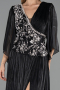 Robe De Soirée Grande Taille Longue Mousseline Noir ABU6619