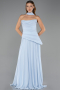 Robe de Soirée Longue Mousseline Bleu clair ABU5763