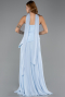 Robe de Soirée Longue Mousseline Bleu clair ABU5763