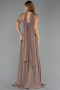 Robe de Soirée Longue Mousseline Cappuccino ABU5763