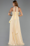Robe de Soirée Longue Mousseline Jaune ABU5763