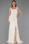 Robe de Soirée Longue Beige ABU6552