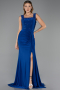 Robe de Soirée Longue Bleu Saxe ABU6552