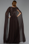 Robe de Soirée Longue Mousseline Brun ABU6566